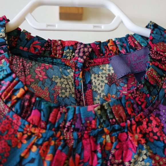 J. Crew Liberty Ciara Ruffleneck Flutter Sleeve Floral Top Pleated AR916 XS 0 - Picture 11 of 16